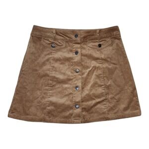 Love Tree Skirt Womens Size M‎ Medium Brown Corduroy Neutral Button Front Mini